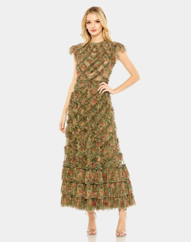 High Neck Ruffle Cap Sleeve Floral Dress sold by Lord & Taylor