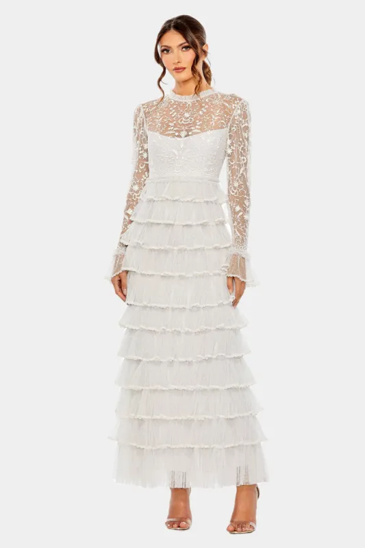 Embroidered Long Sleeve Ruffled Tiered Dress sold by Lord & Taylor