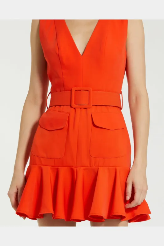Crepe Sleeveless Mini Dress With Belt And Pockets sold by Lord & Taylor
