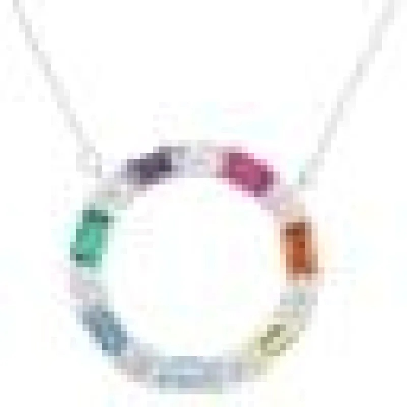 Sterling Silver Rainbow & White Cubic Zirconia Alternating Circle Eternity Necklace made by Lord & Taylor