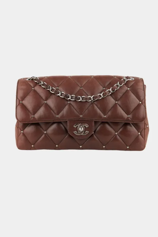 Studded Flap Bag Jumbo Lambskin Handbag sold by Lord & Taylor