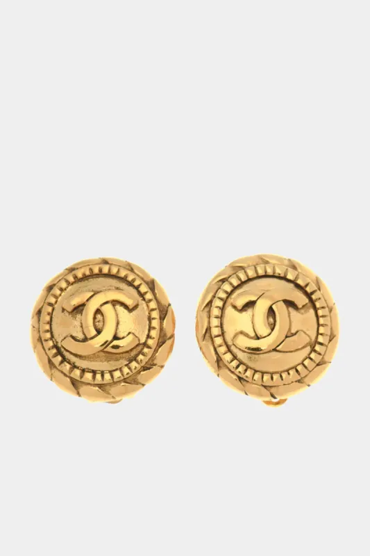 CC Logo Round Clip On Earrings sold by Lord & Taylor