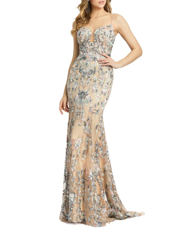 Embroidered Floral Trumpet Gown sold by Lord & Taylor