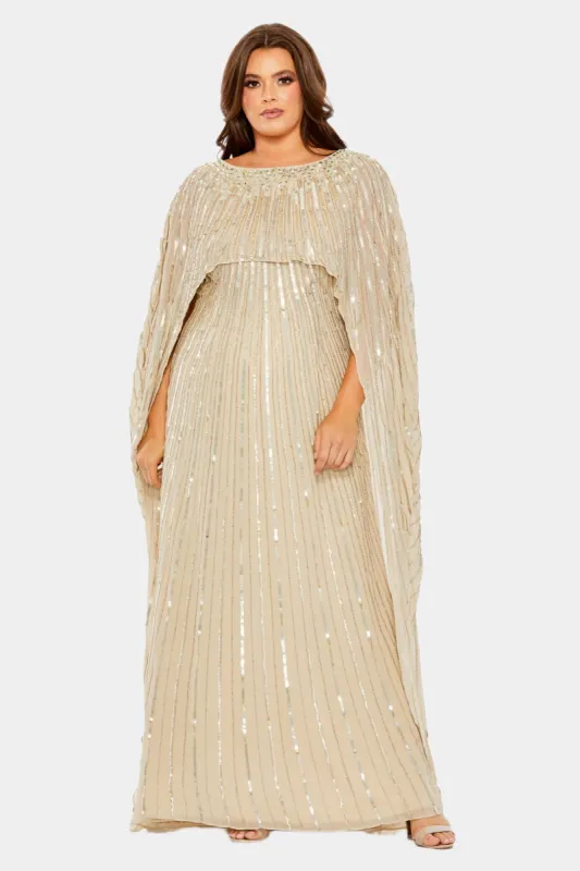Embellished Column Cape Gown sold by Lord & Taylor