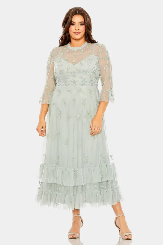 High Neck Embellished Flutter Half Length Sleeve sold by Lord & Taylor