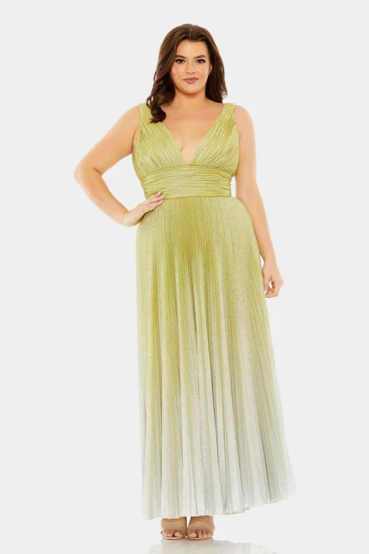 V-Neck Ombre Pleated Gown sold by Lord & Taylor