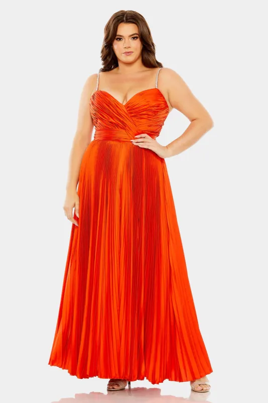 Rhinestone Strapped Embellished Pleated Gown sold by Lord & Taylor