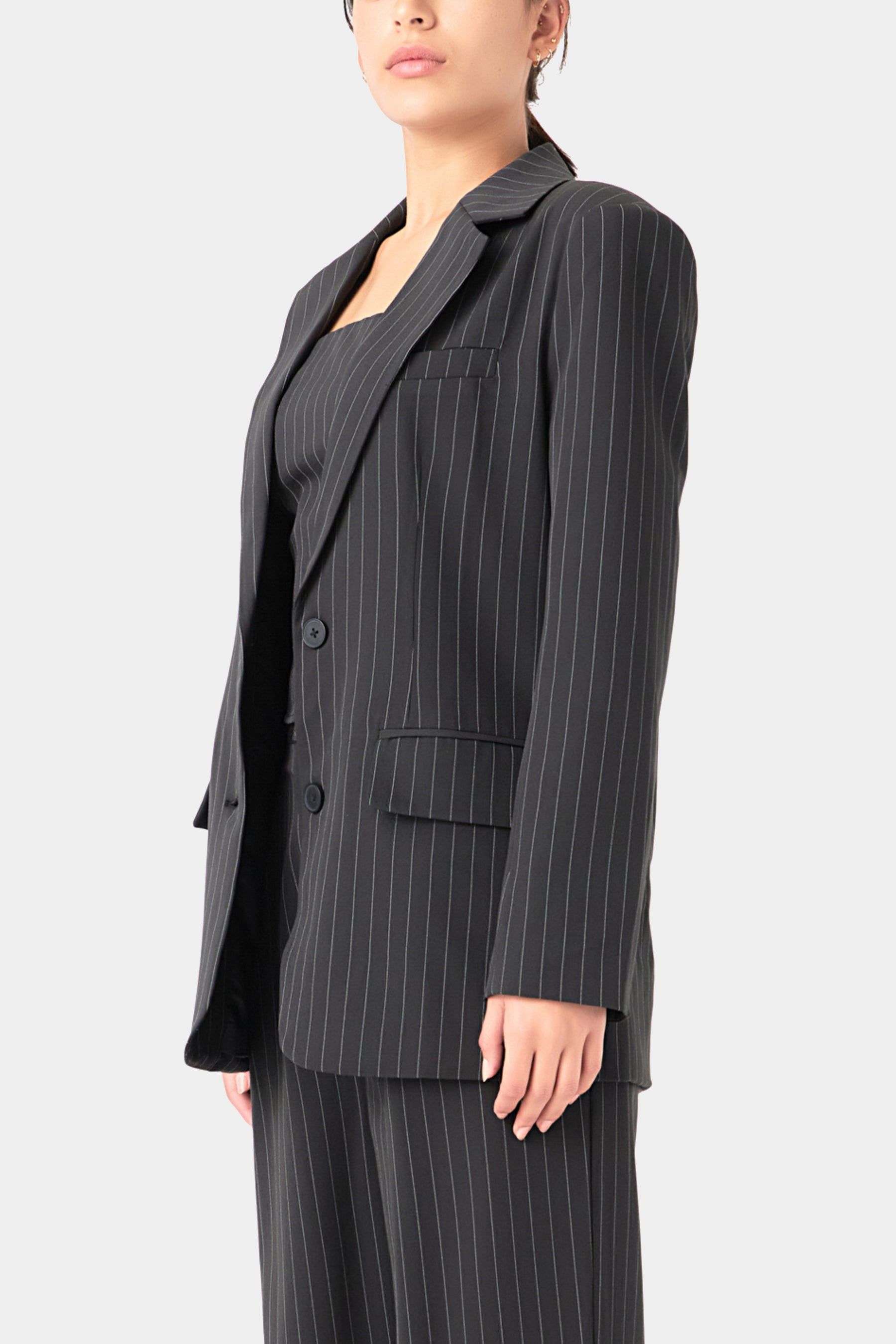 Pinstriped Oversized Blazer sold by Lord & Taylor product image thumbnail 3