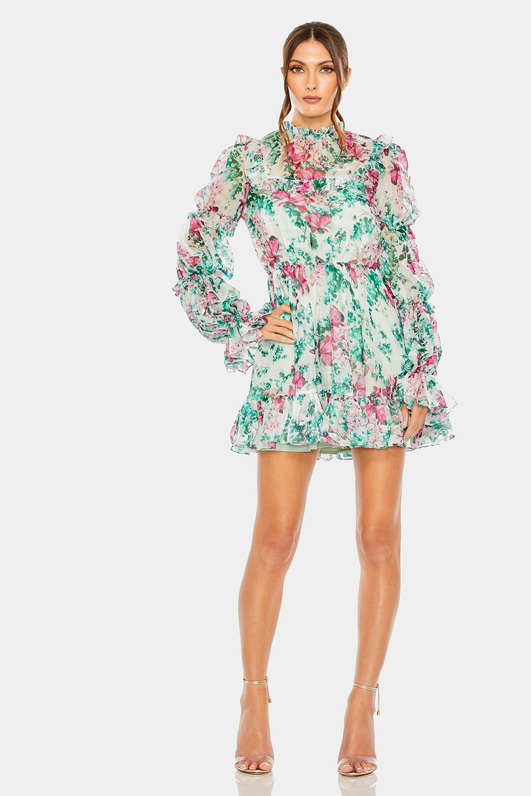 Long Ruffle Sleeve Mini Dress sold by Lord & Taylor product image thumbnail 3