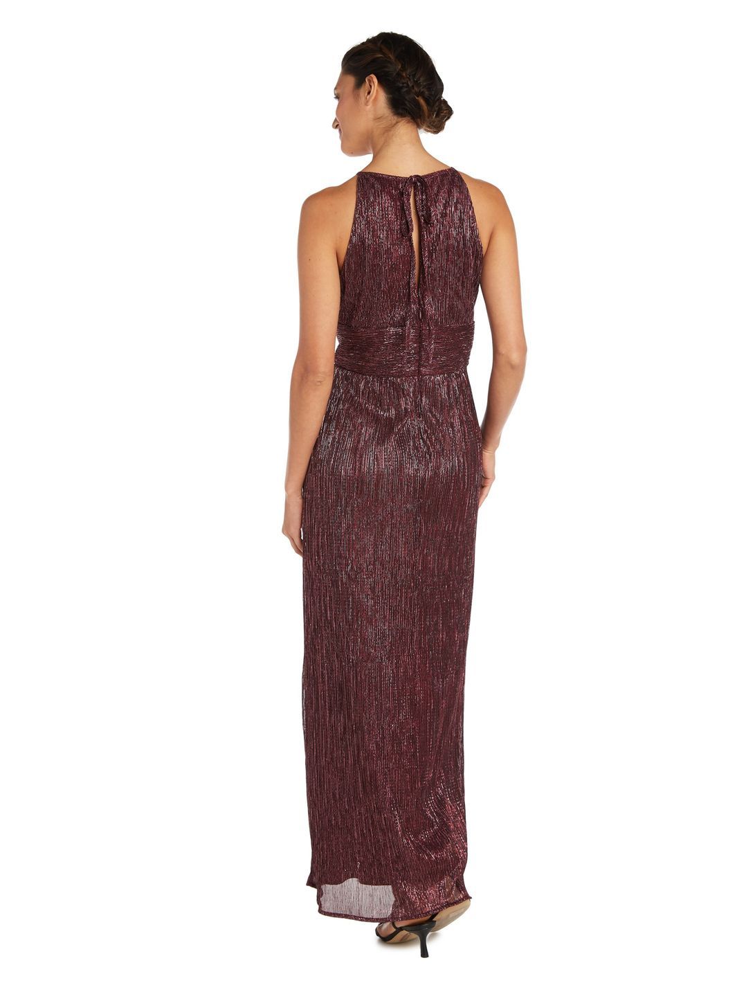 Petite Metallic Halter Neck Gown With Thigh Split sold by Lord & Taylor product image thumbnail 2