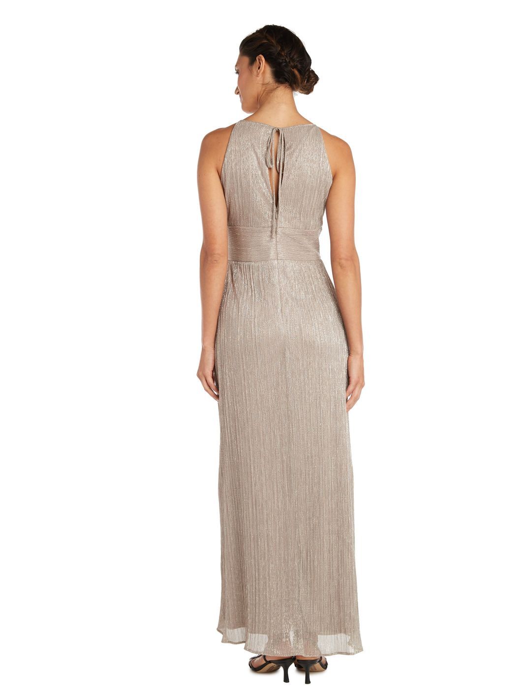 Petite Metallic Halter Neck Gown With Thigh Split sold by Lord & Taylor product image thumbnail 6