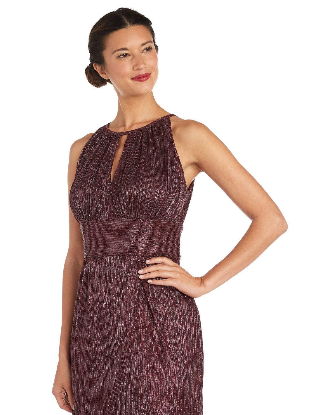 Petite Metallic Halter Neck Gown With Thigh Split sold by Lord & Taylor product image thumbnail 3