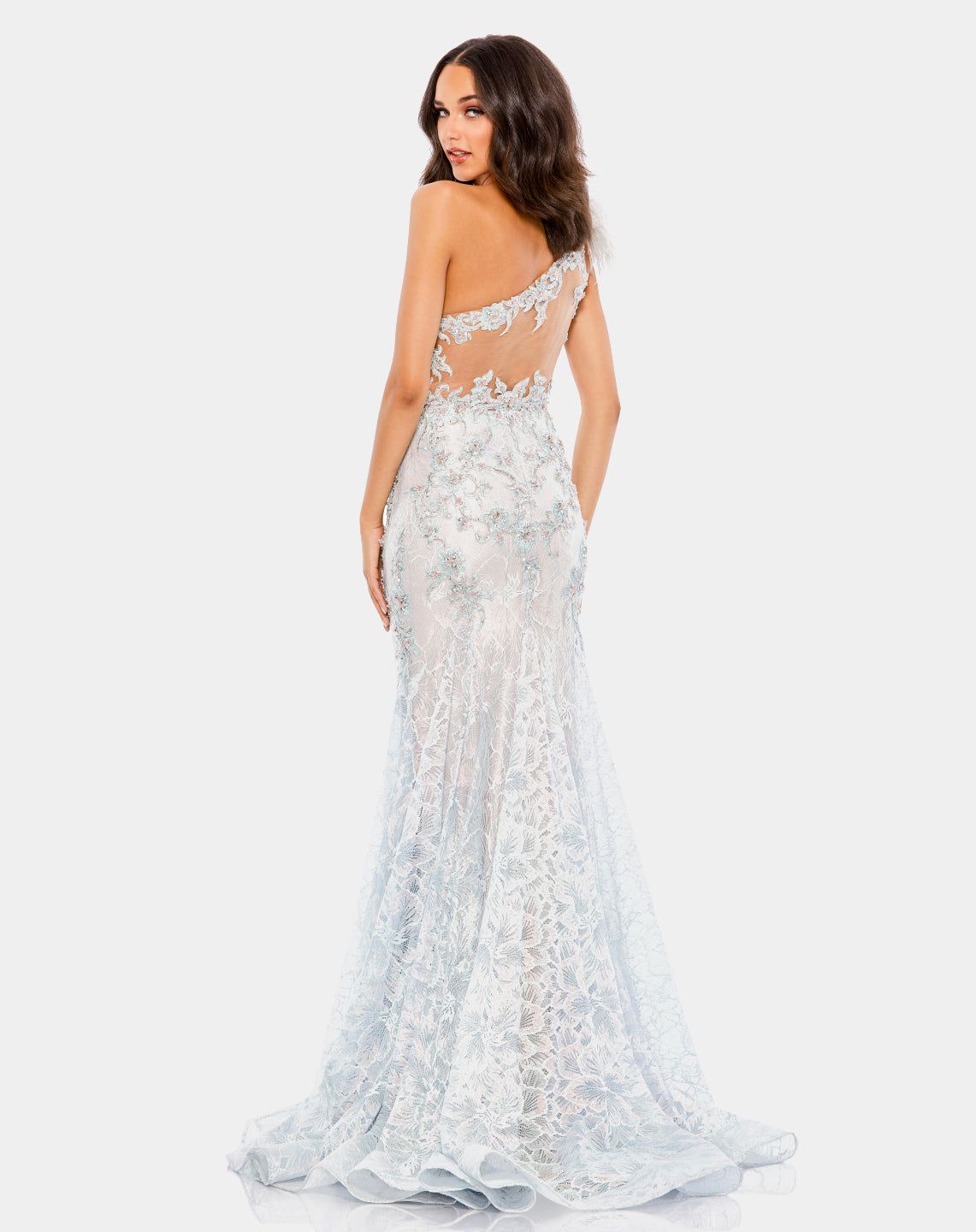 Embroidered Applique Feathered One Shoulder Gown sold by Lord & Taylor product image thumbnail 3