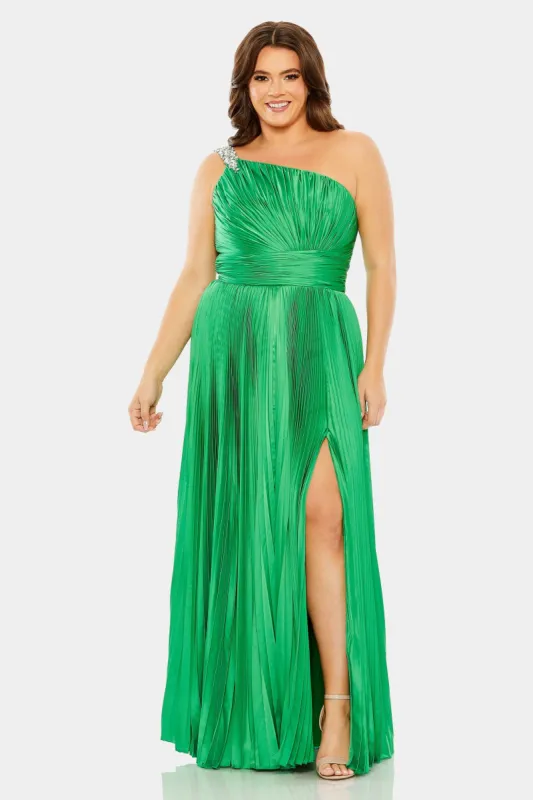 One Shoulder Embellished Pleated One Sleeve Gown sold by Lord & Taylor