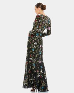 Floral Embellished Long Sleeve Gown sold by Lord & Taylor