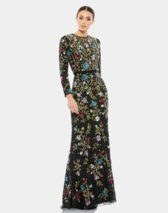 Floral Embellished Long Sleeve Gown sold by Lord & Taylor