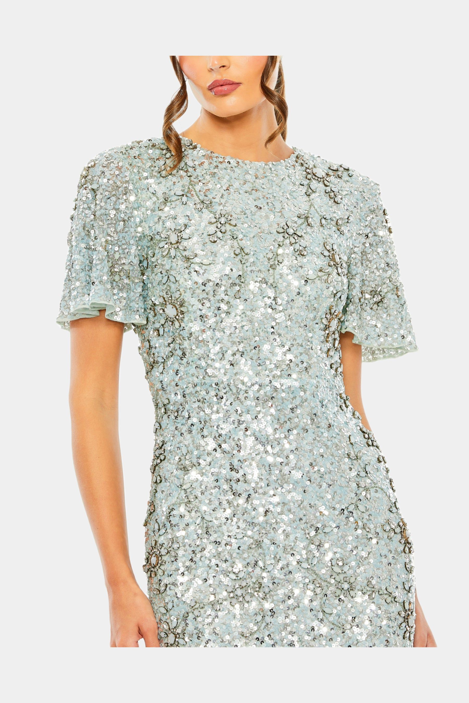 Flutter Sleeve Sequin High Neck Dress sold by Lord & Taylor product image thumbnail 2