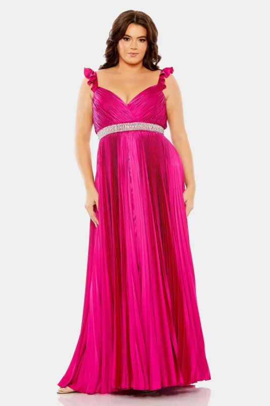 Embellished Waist Flutter Sleeve Pleated Gown sold by Lord & Taylor