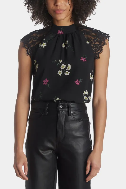 Raglan Lace Shoulder Cap Sleeve Blouse sold by Lord & Taylor