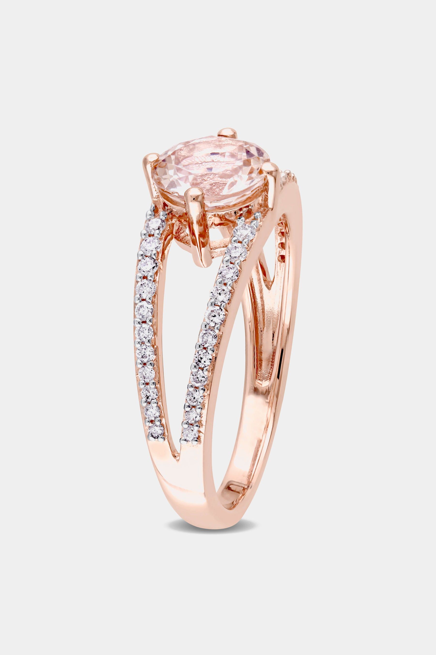 Morganite and Diamond Split Shank Ring in 14k Rose Gold sold by Lord & Taylor product image thumbnail 6