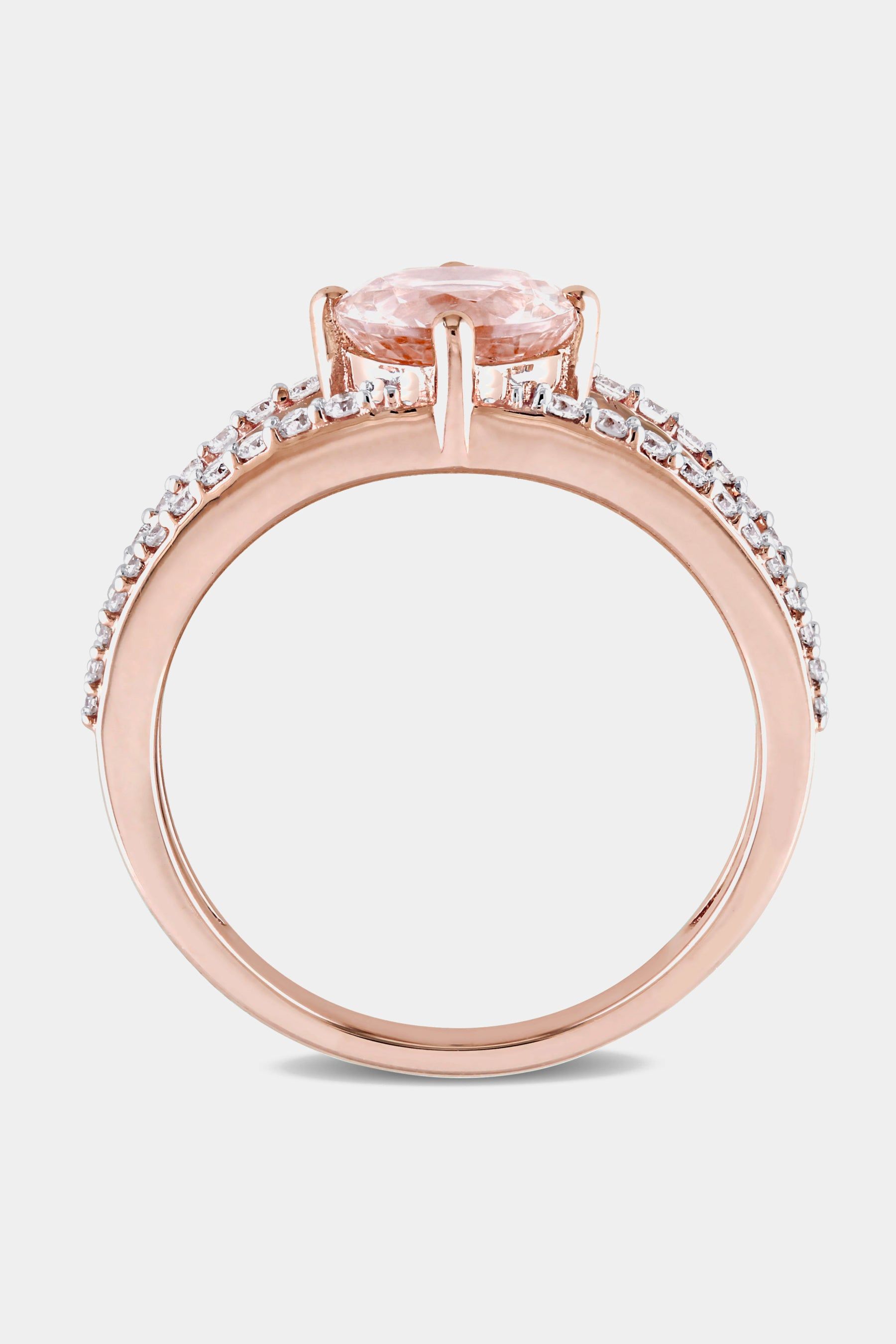 Morganite and Diamond Split Shank Ring in 14k Rose Gold sold by Lord & Taylor product image thumbnail 4