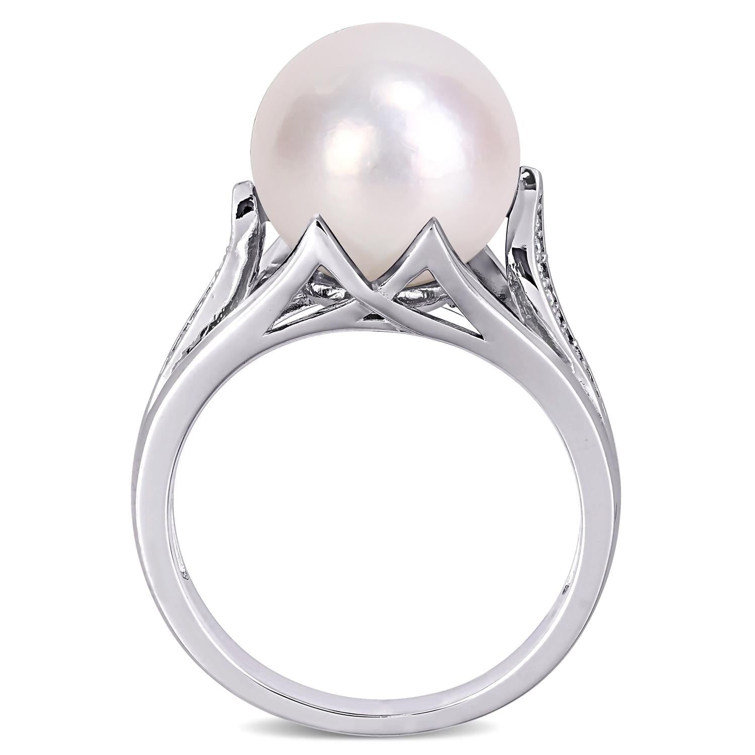 Cultured Freshwater Pearl and Diamond Ring sold by Lord & Taylor product image thumbnail 3