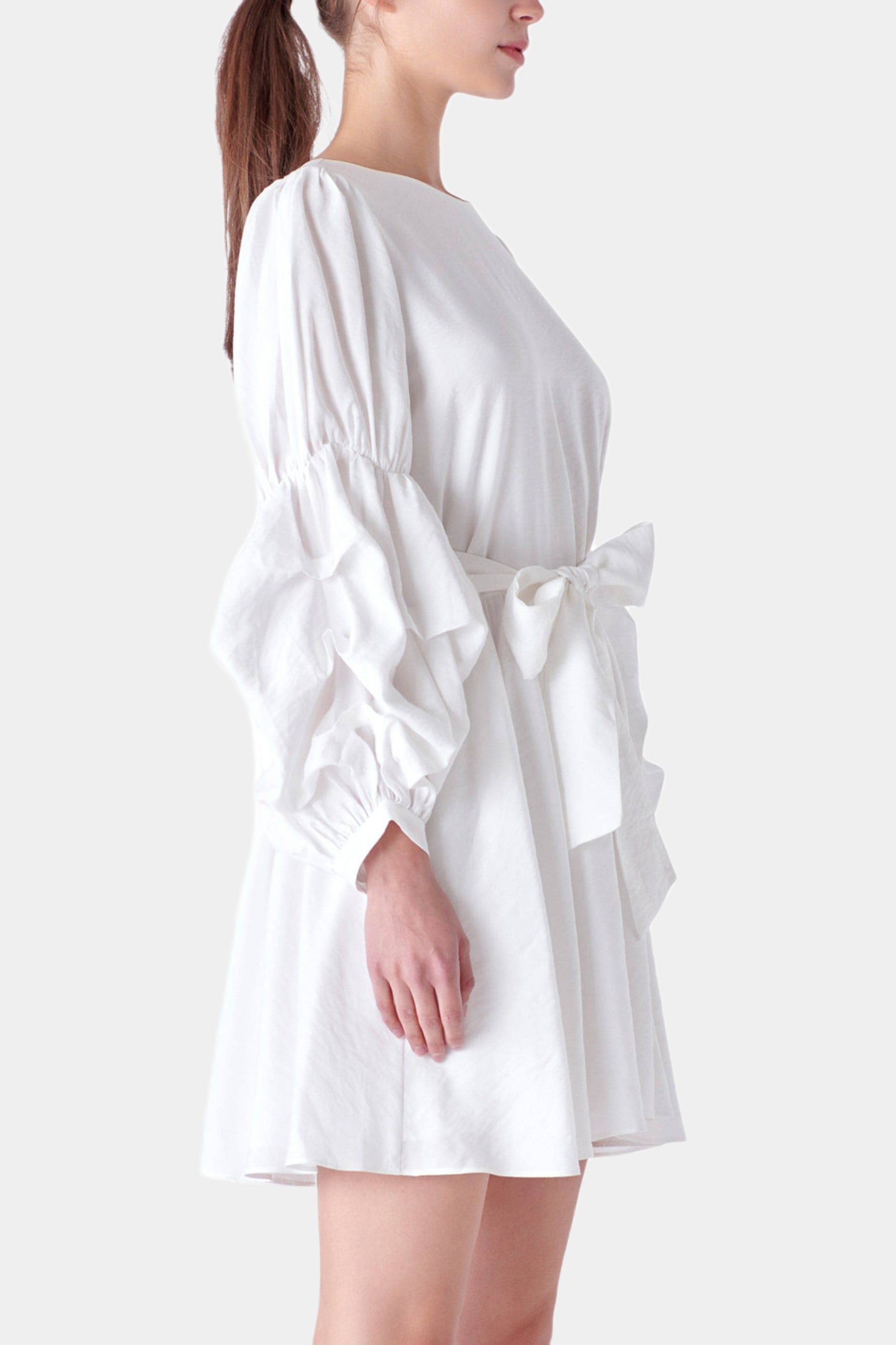 Cinched Puff Sleeve Belted Dress sold by Lord & Taylor product image thumbnail 3