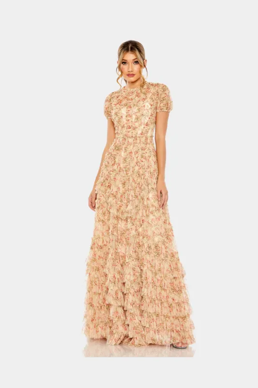 High Neck Floral Mesh Ruffle Dress sold by Lord & Taylor