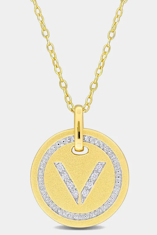 Initial V Diamond Accent Circle Necklace sold by Lord & Taylor