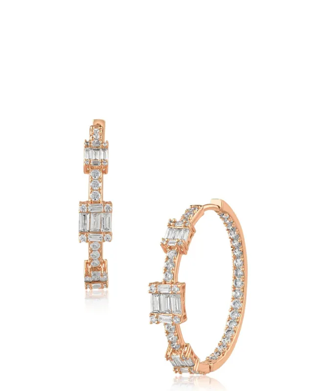 Baguette Station Cubic Zirconia Hoop Earrings sold by Lord & Taylor