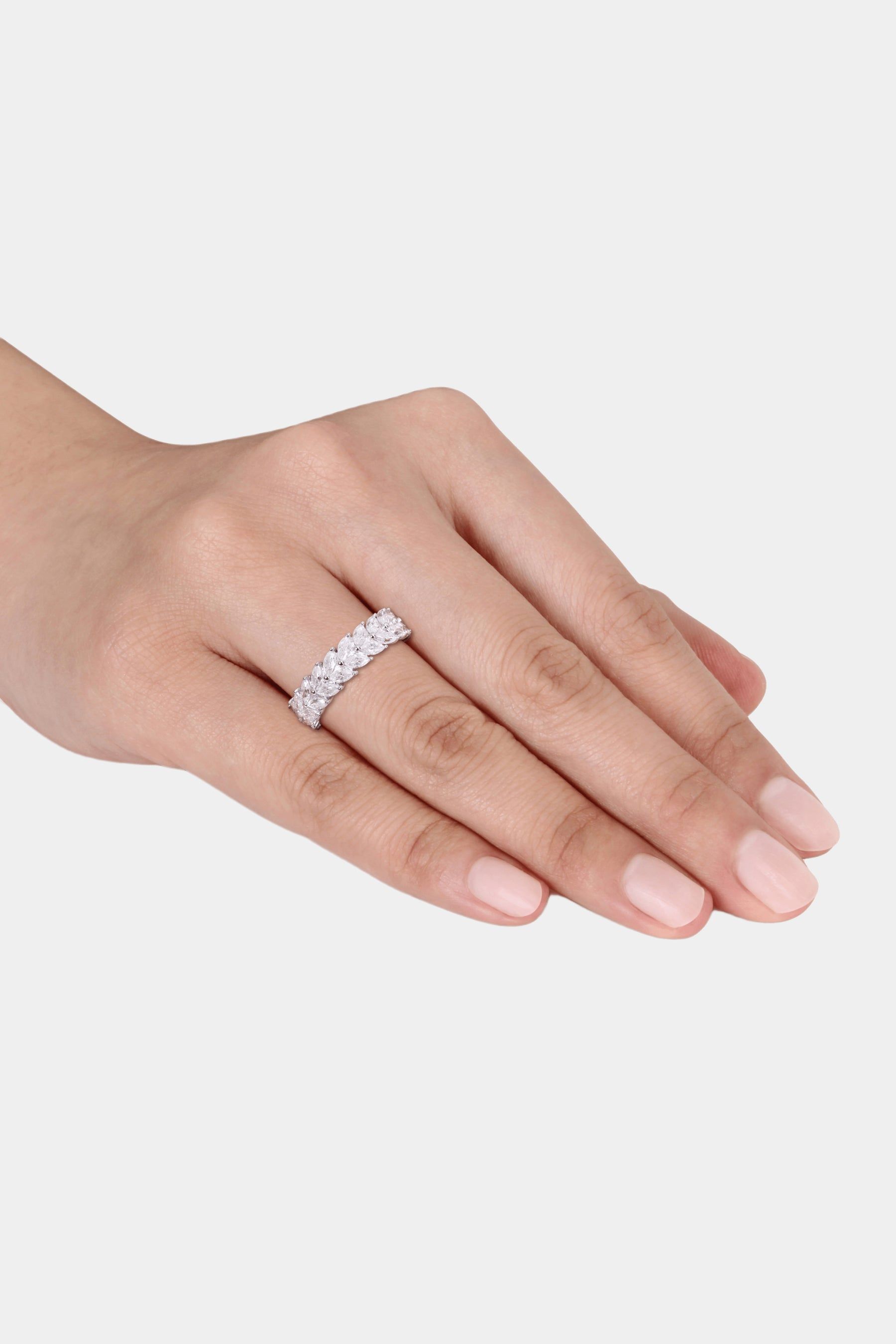 Marquise Moissanite Eternity Band in Sterling Silver sold by Lord & Taylor product image thumbnail 5