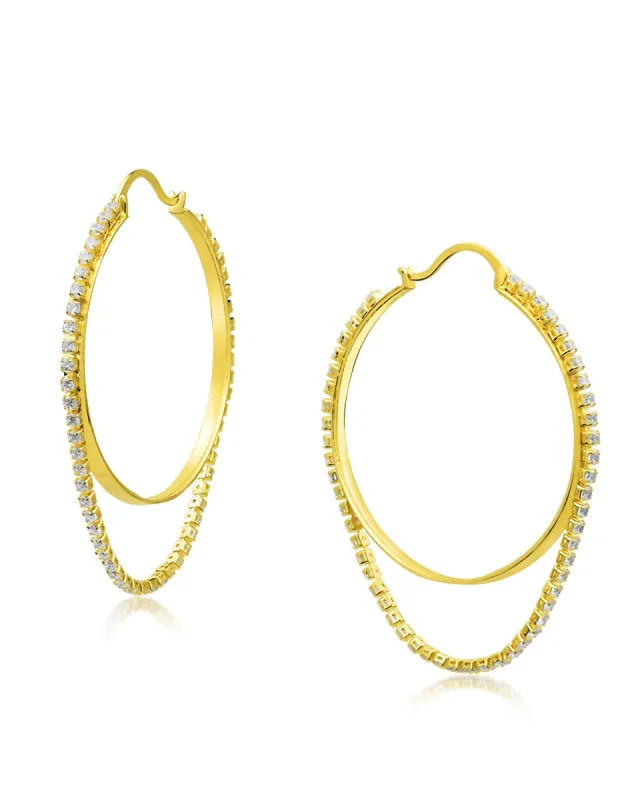 Cubic Zirconia Cupchain Drape Hoop Earrings sold by Lord & Taylor