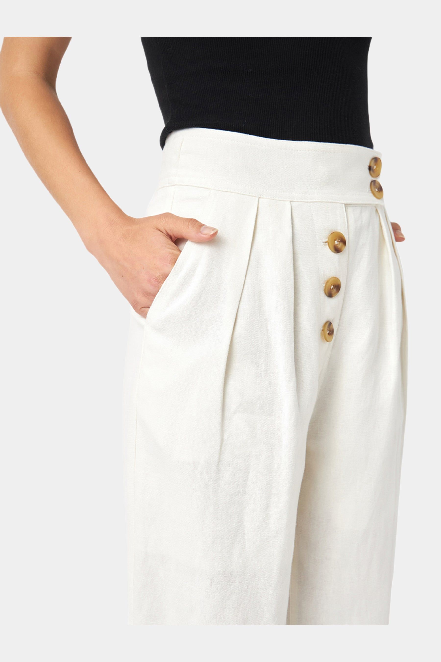 Linen Button-Front Trouser sold by Lord & Taylor product image thumbnail 3