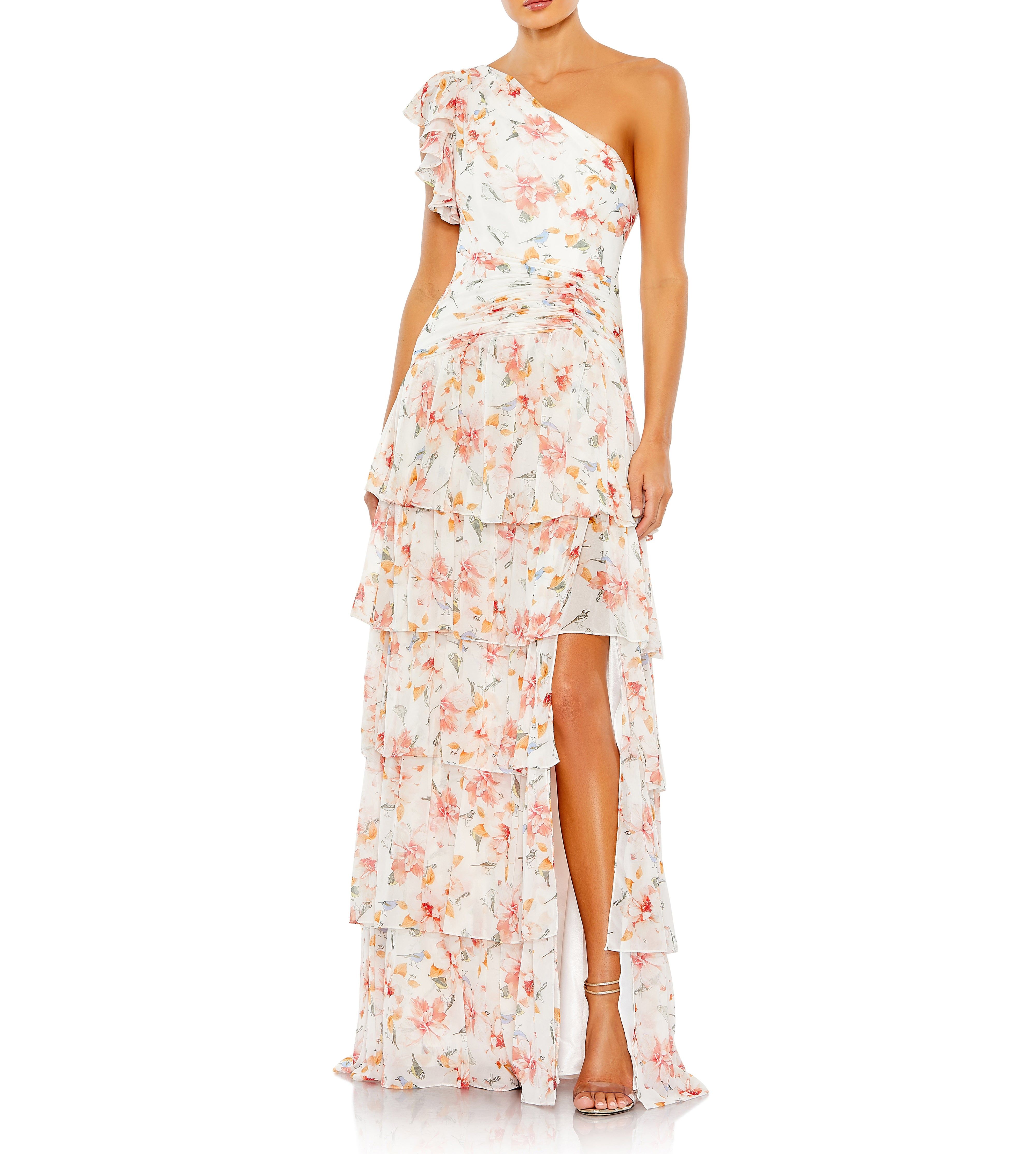 Floral Print Ruffle Tiered One Shoulder Gown sold by Lord & Taylor product image thumbnail 5