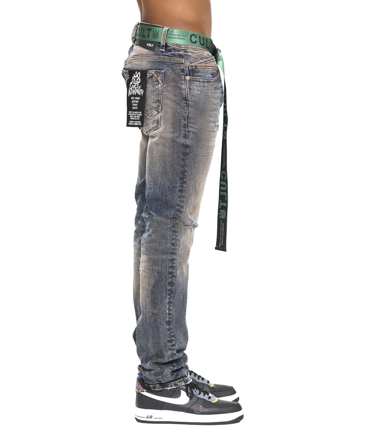 Rocker Destruction Slim Jeans with Logo Belt sold by Lord & Taylor product image thumbnail 5