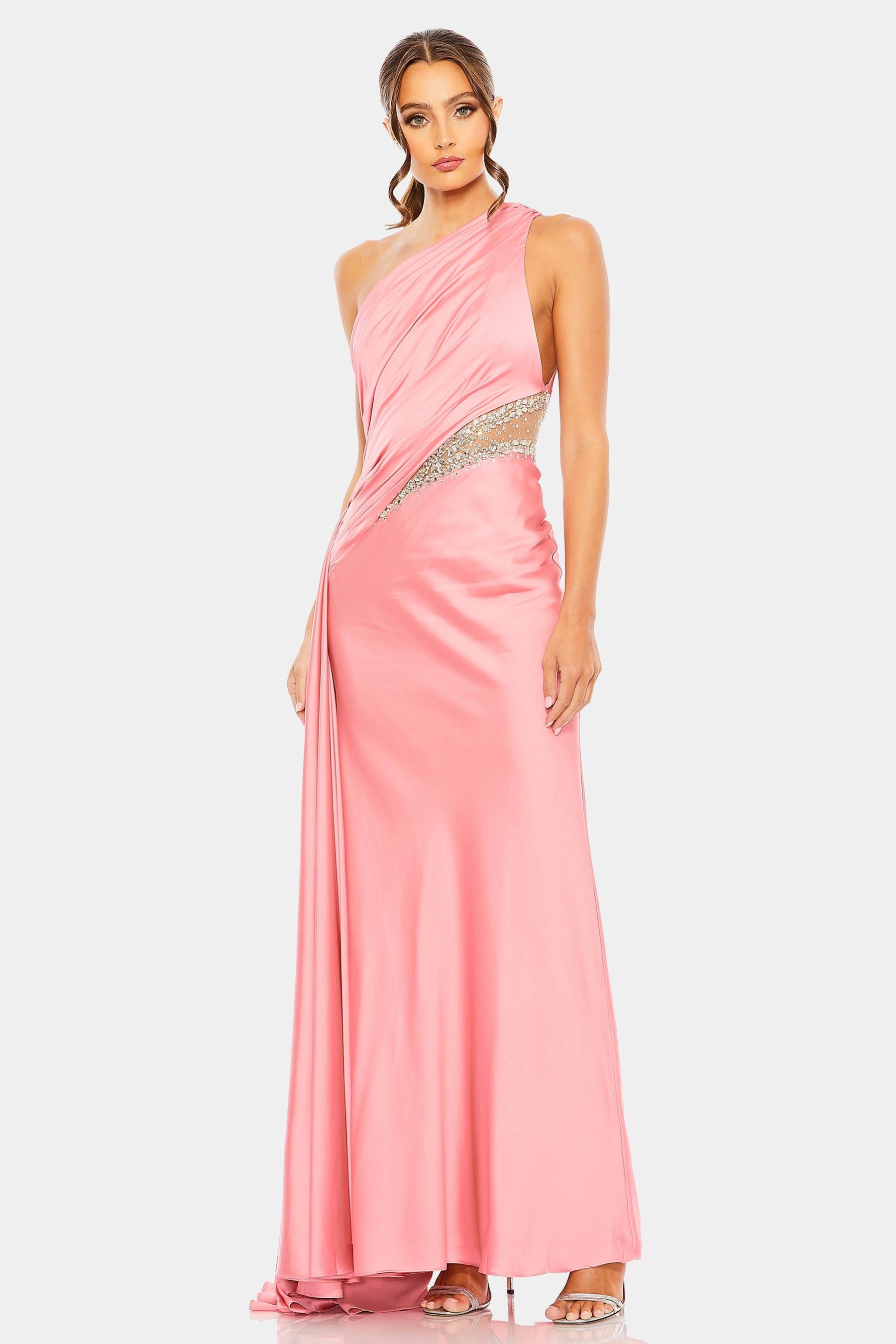 One Shoulder Embellished Satin Gown sold by Lord & Taylor