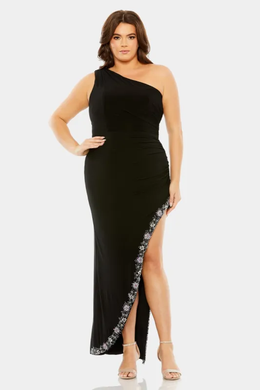One Shoulder Asymmetrical Embellished Hem Gown sold by Lord & Taylor