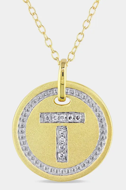 Initial T Diamond Accent Circle Necklace sold by Lord & Taylor