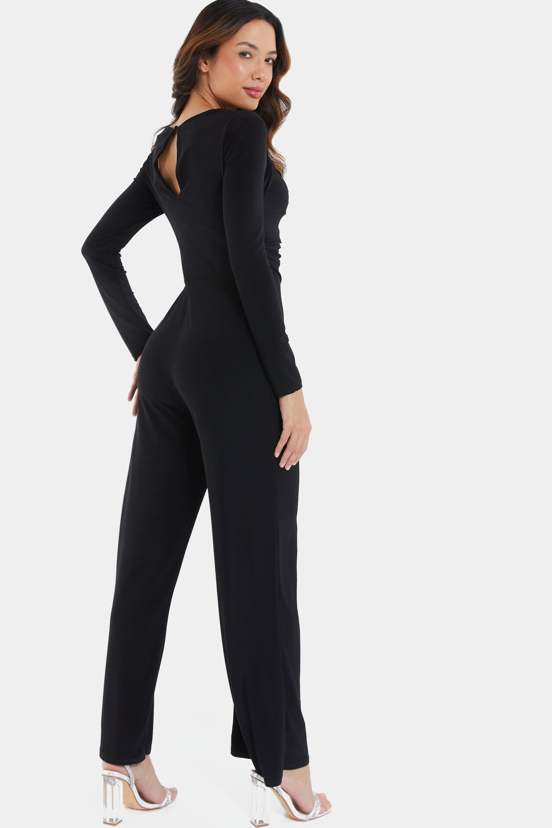 Keyhole Neck Long Sleeve Ity Jumpsuit sold by Lord & Taylor product image thumbnail 3