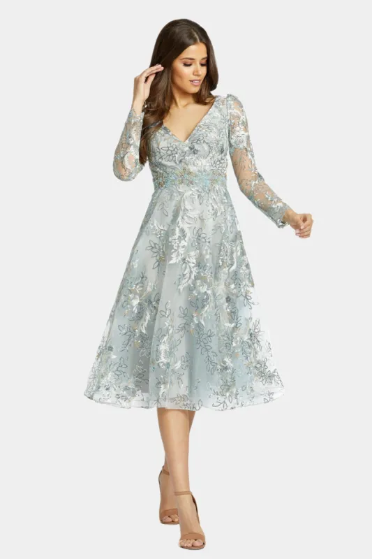 Embellished Illusion Long Sleeve A Line Dress sold by Lord & Taylor
