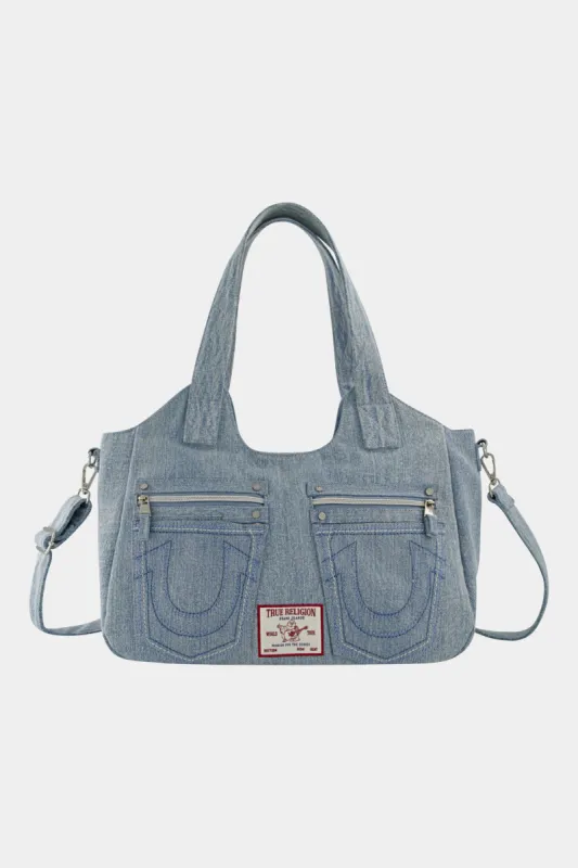 Horseshoe Stitch Denim Satchel sold by Lord & Taylor