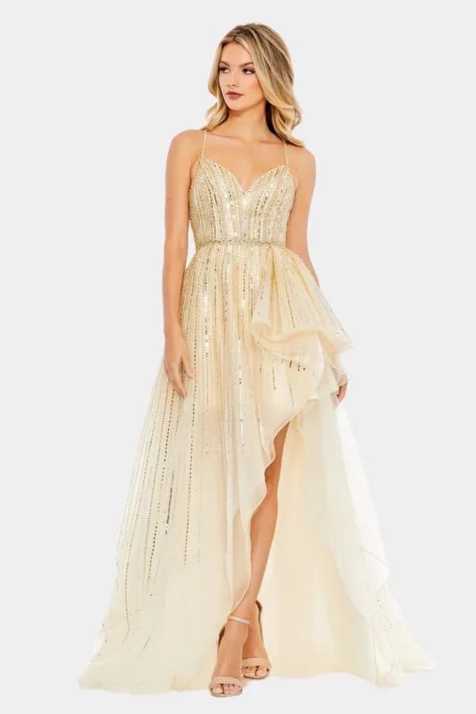 Embellished Sleeveless Draped A Line Gown sold by Lord & Taylor