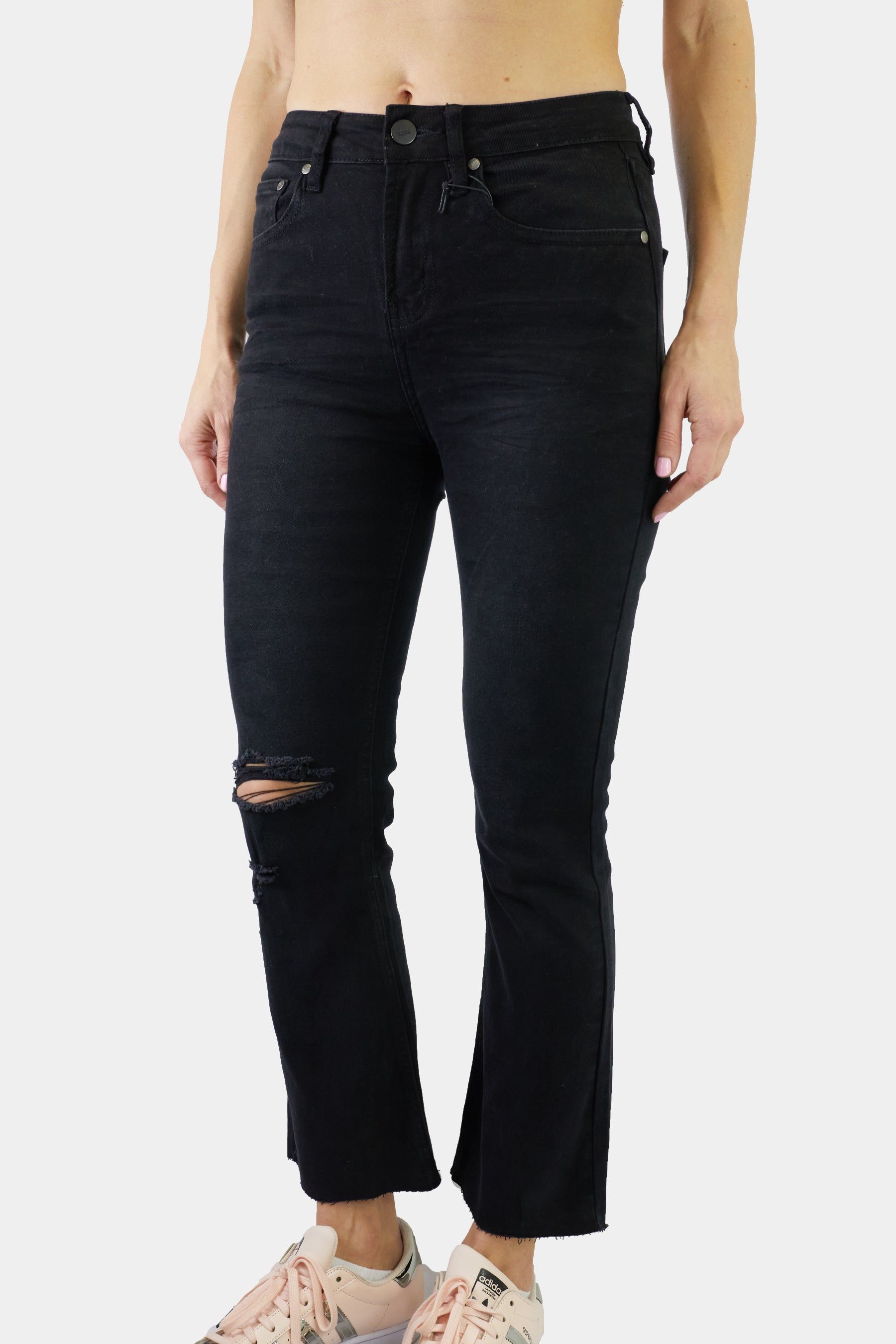 Raw Hem Abrasion Cropped Kickflare Jeans sold by Lord & Taylor