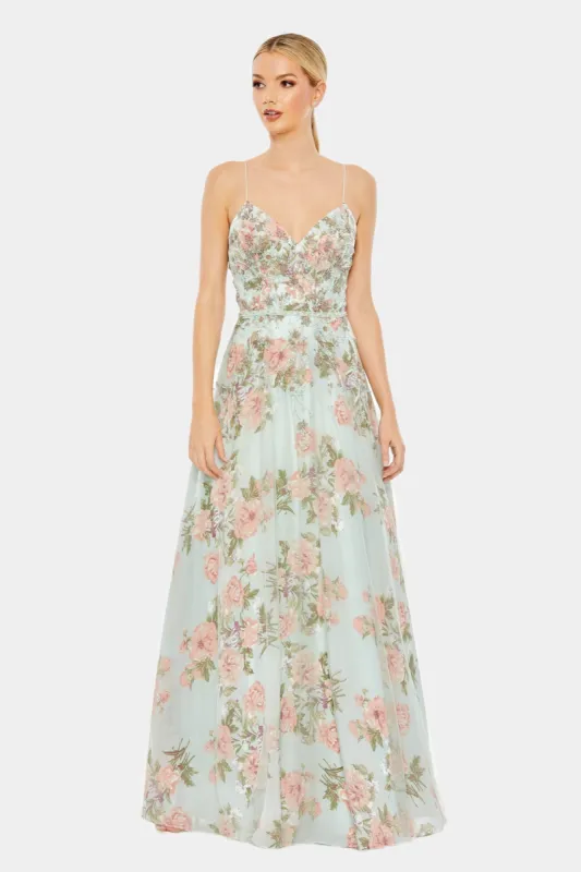 Embellished Lace Up Sleeveless Gown sold by Lord & Taylor