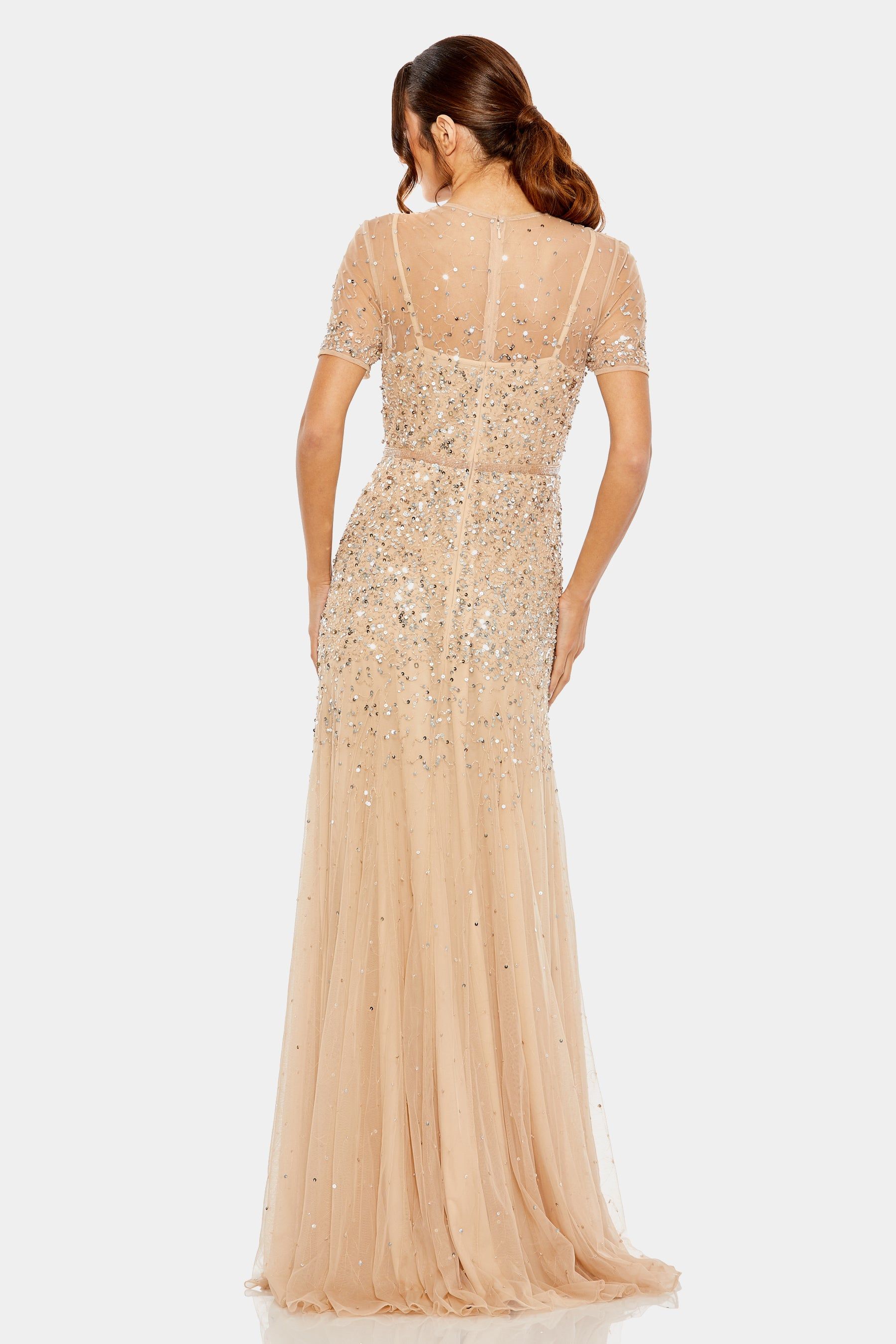 High Neck Short Sleeve Sequin Embellished Gown sold by Lord & Taylor product image thumbnail 3