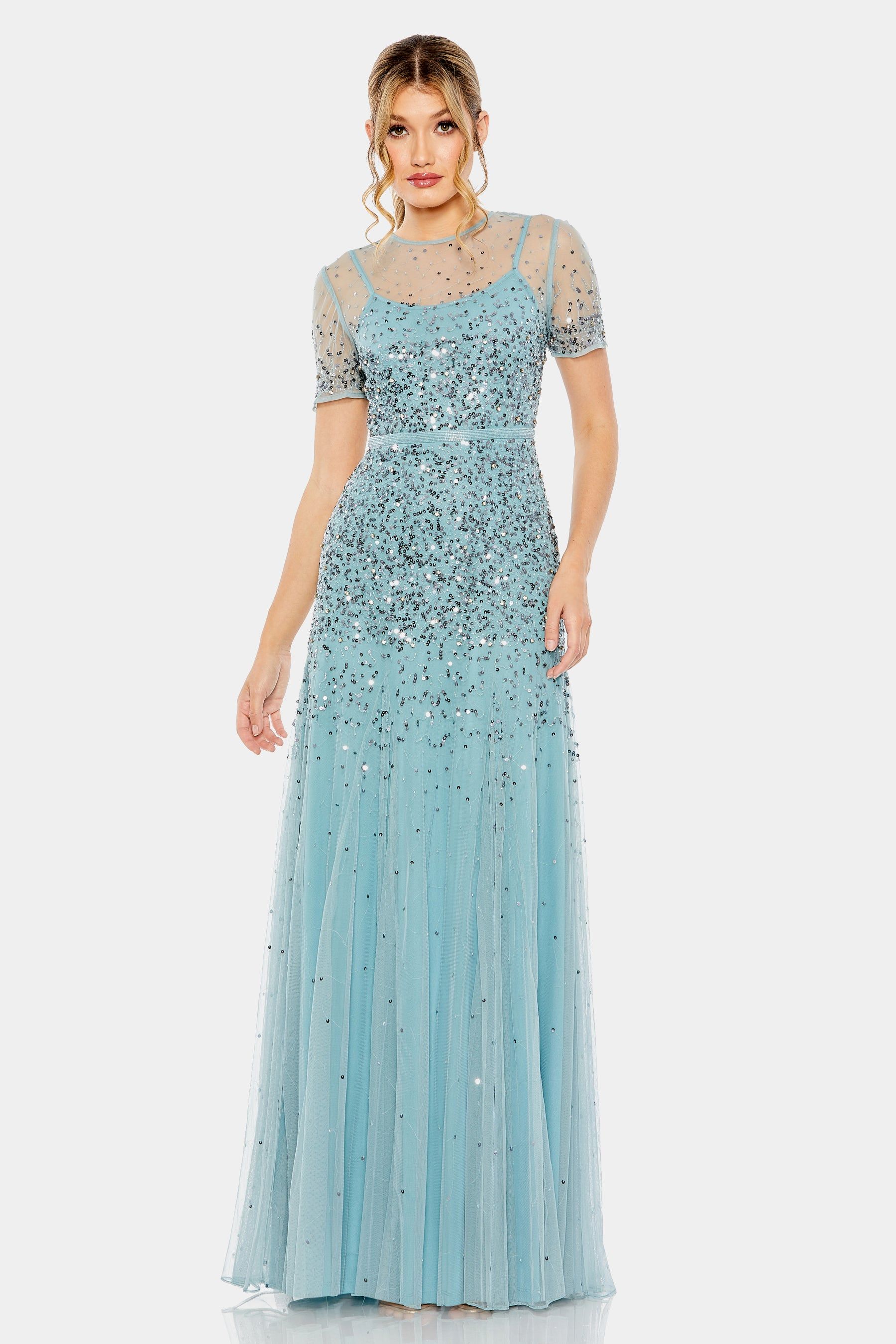 High Neck Short Sleeve Sequin Embellished Gown sold by Lord & Taylor product image thumbnail 5