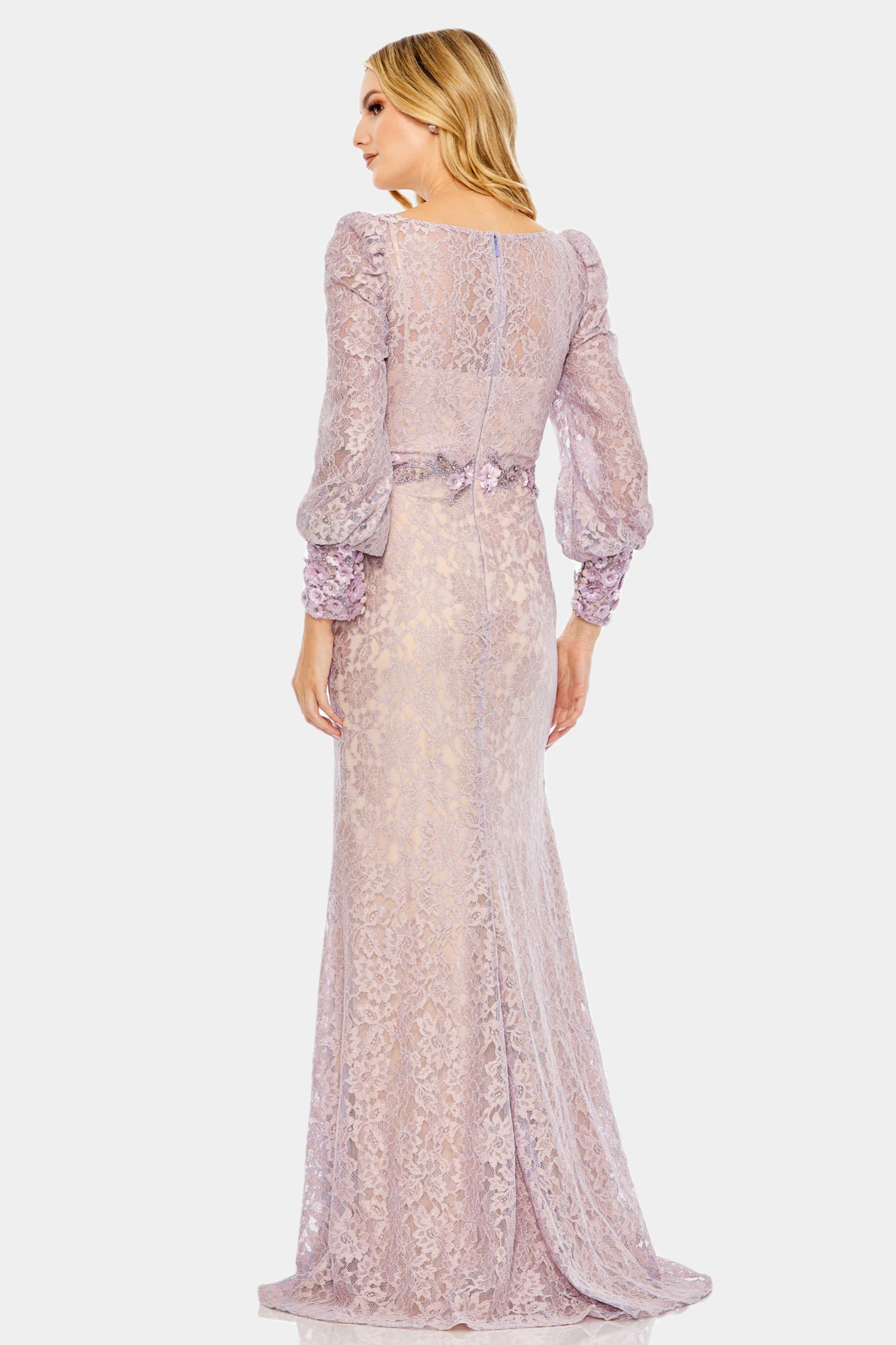 Long Sleeve V Neck Lace Embellished Gown sold by Lord & Taylor product image thumbnail 3