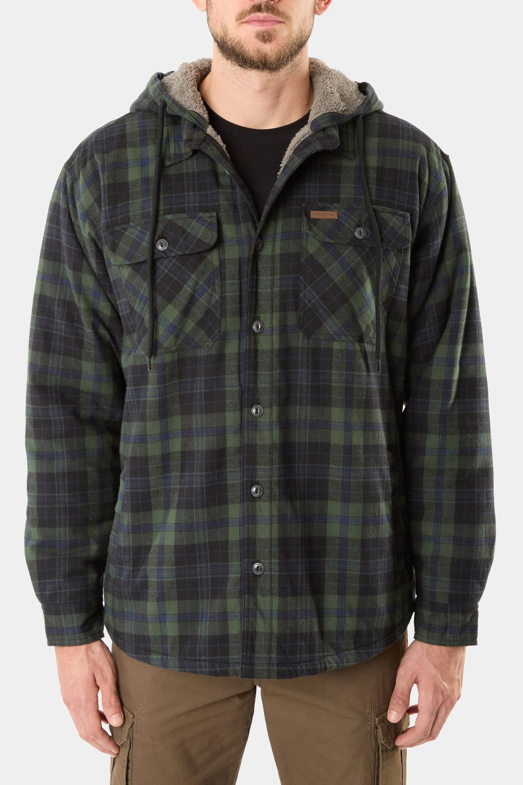 Sherpa-Lined Hooded Flannel Shirt-Jacket sold by Lord & Taylor