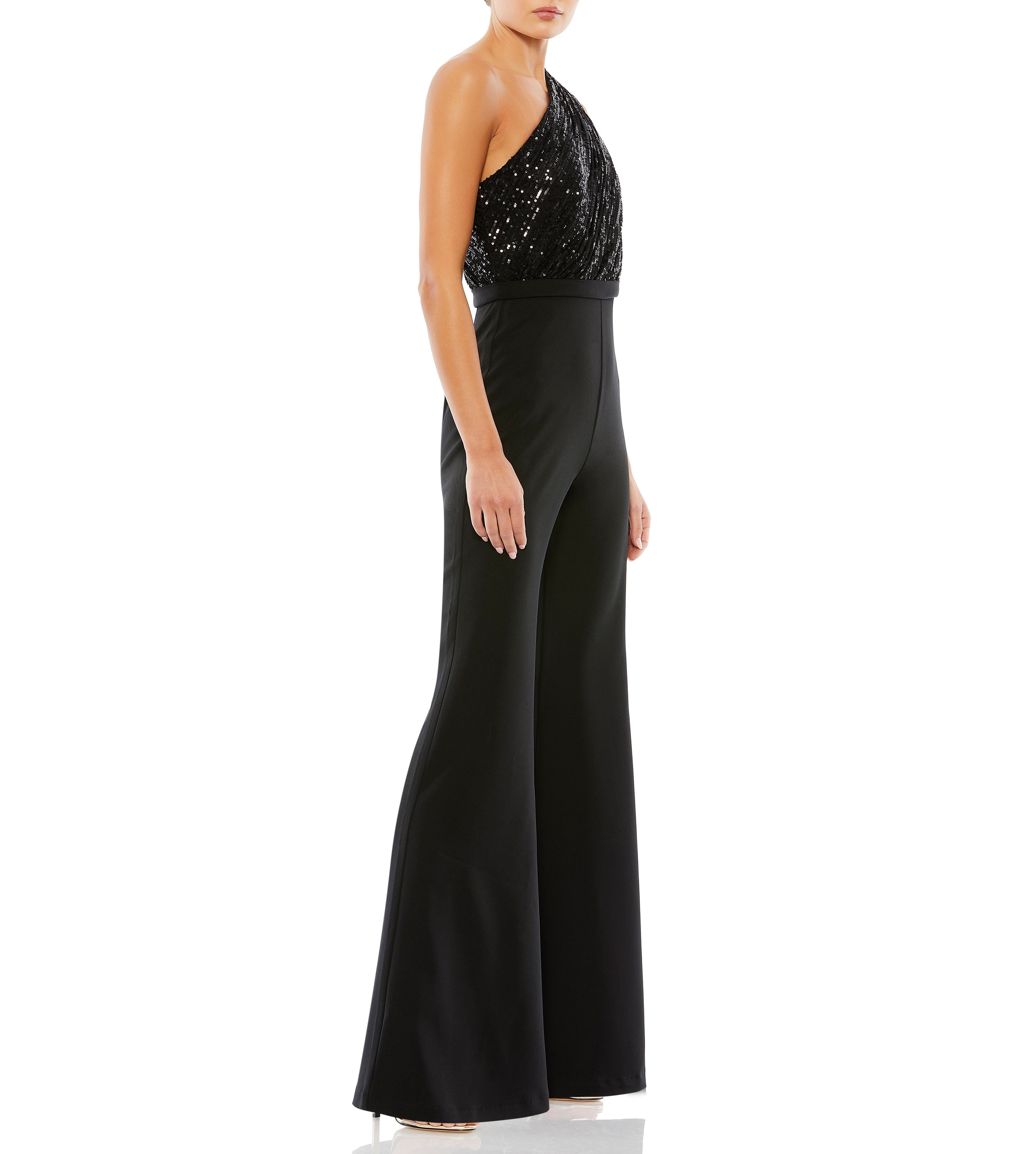 Sequined One Shoulder Jumpsuit and Satin Pant sold by Lord & Taylor product image thumbnail 5