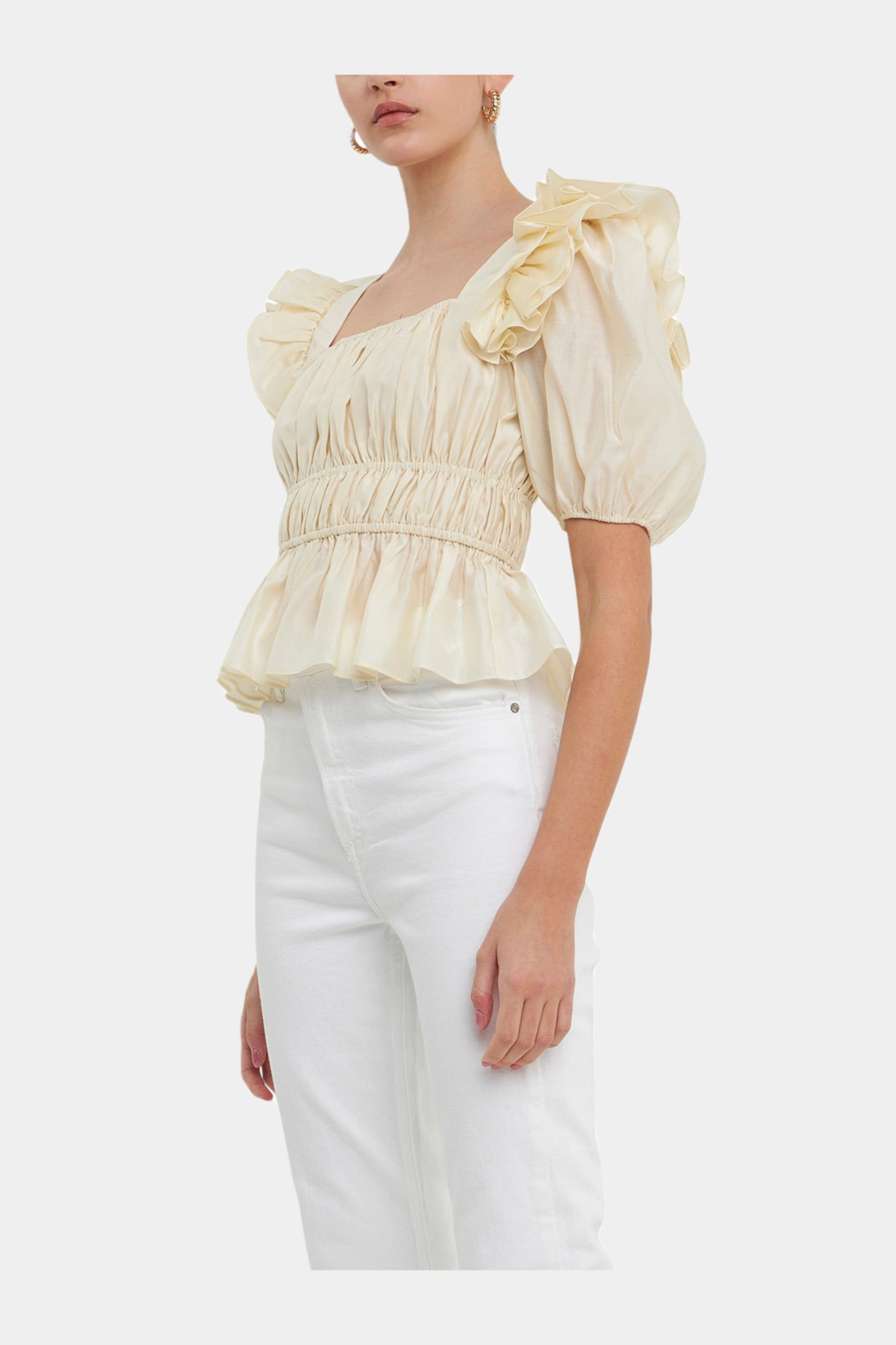 Smocked Puff Sleeve Top sold by Lord & Taylor product image thumbnail 4